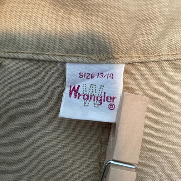 Vintage Wrangler Skirt Size 14 Khaki Tan A Line Midi High Rise Minimalist Retro - Picture 12 of 16